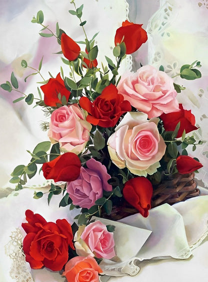 Rote und rosa Rosen Diamond Painting