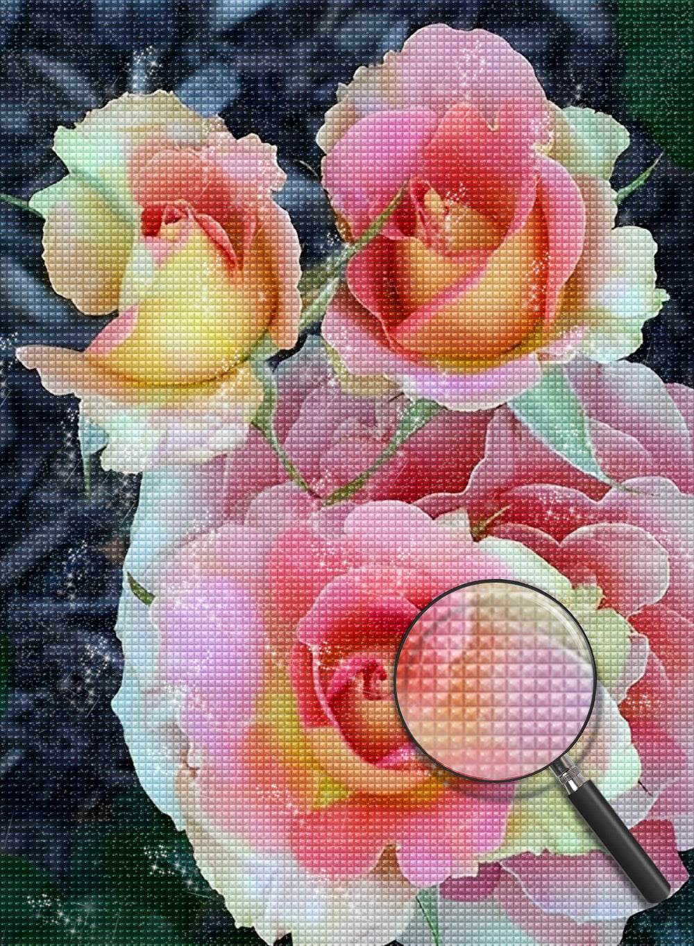 Peinture diamant roses roses