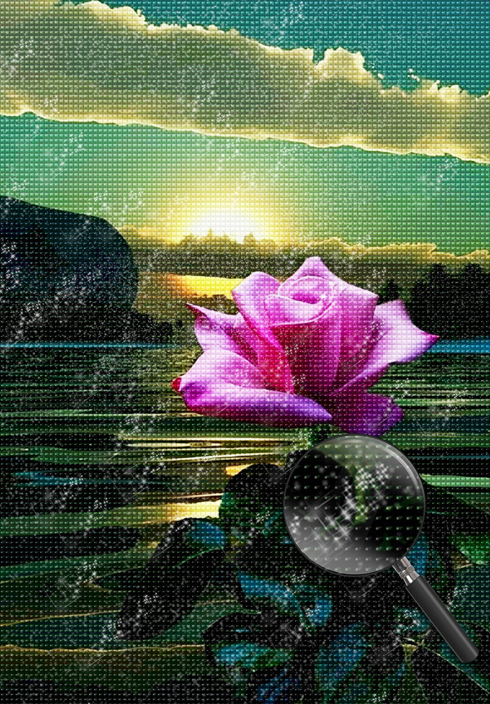 Pink Rose by the Sea Diamond Painting