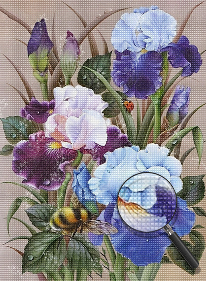 Bunte Blumen und Bienen Diamond Painting