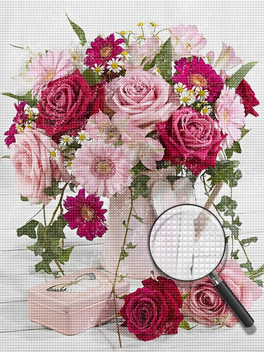 Peinture diamant roses et chrysanthèmes