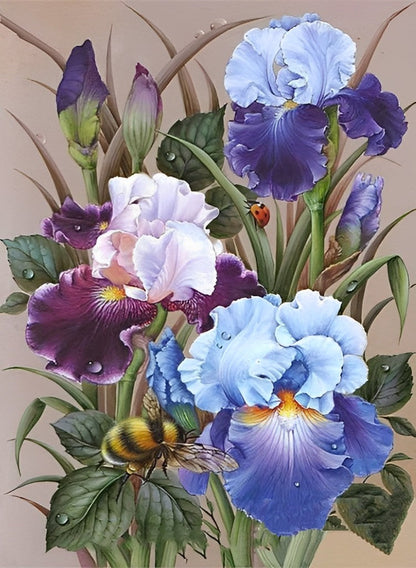 Colorful flowers and bees diamond painting