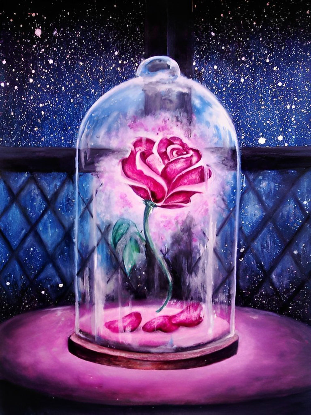 Pink Rose in the Jar Diamond Painting