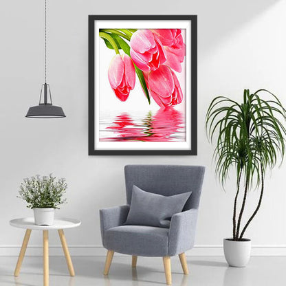 Rosa Tulpen und Spiegelbild Diamond Painting