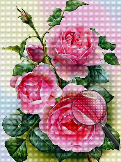 Three pink roses diamond painting