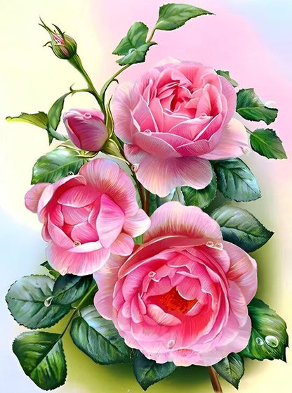 Drei rosa Rosen Diamond Painting