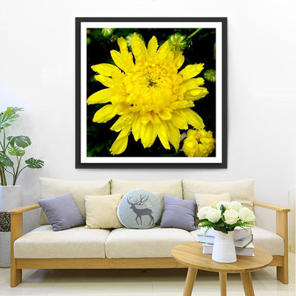 Peinture diamant chrysanthème jaune