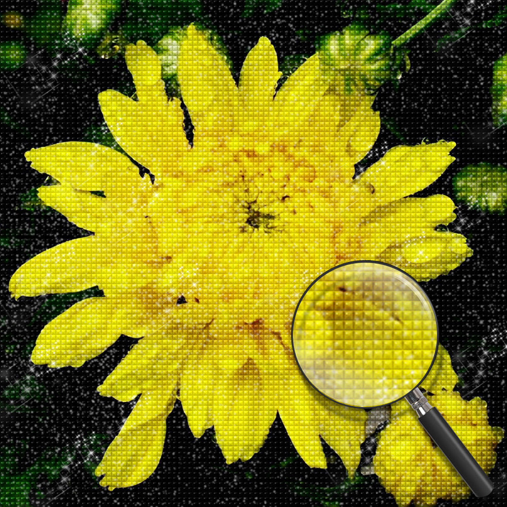 Peinture diamant chrysanthème jaune