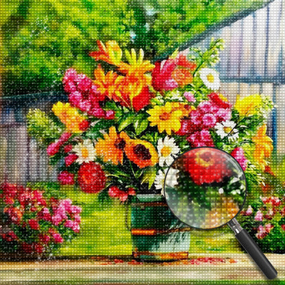 Blumenstrau? im Garten Diamond Painting