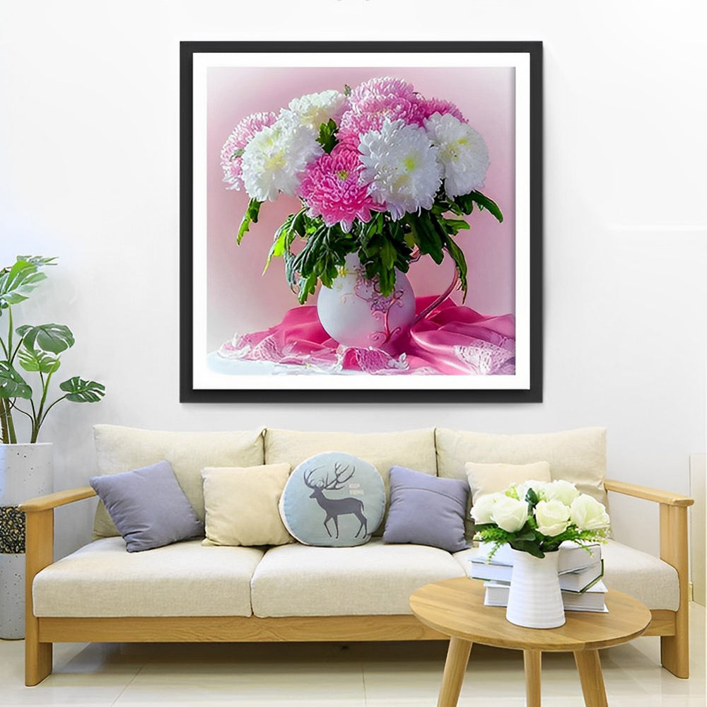 Pink and white peonies diamond painting