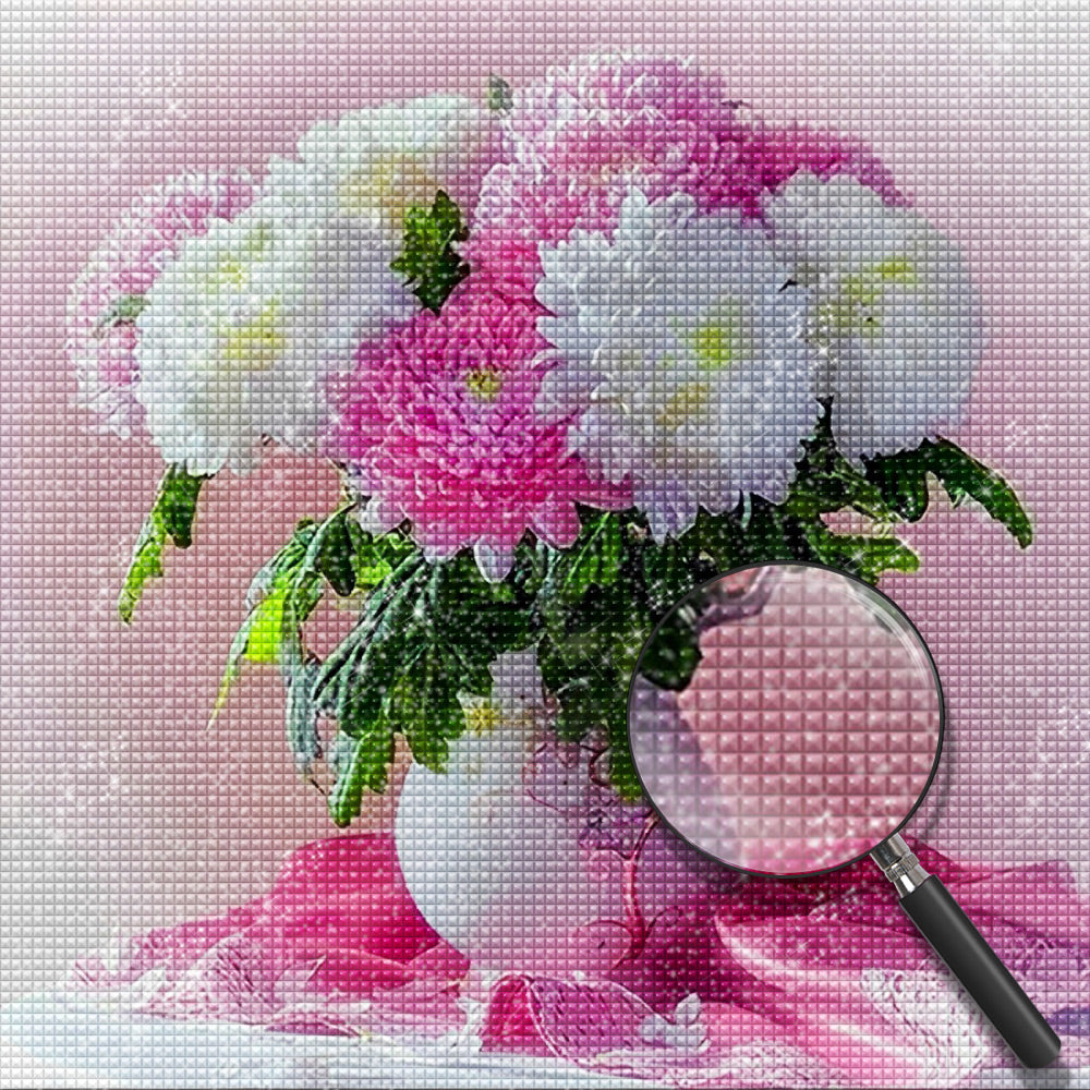 Pink and white peonies diamond painting