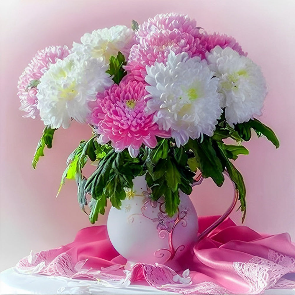 Pink and white peonies diamond painting