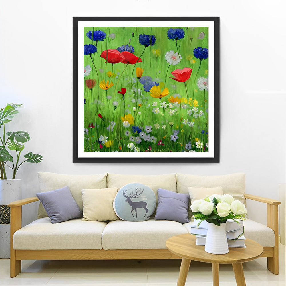 Peinture diamant coquelicots et marguerites colorés