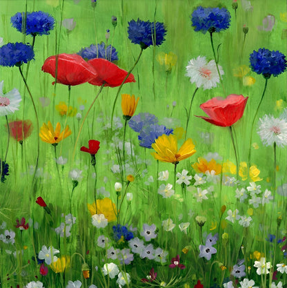 Peinture diamant coquelicots et marguerites colorés