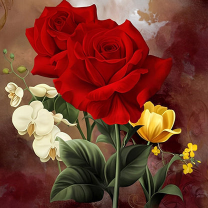 Peinture diamant roses rouges