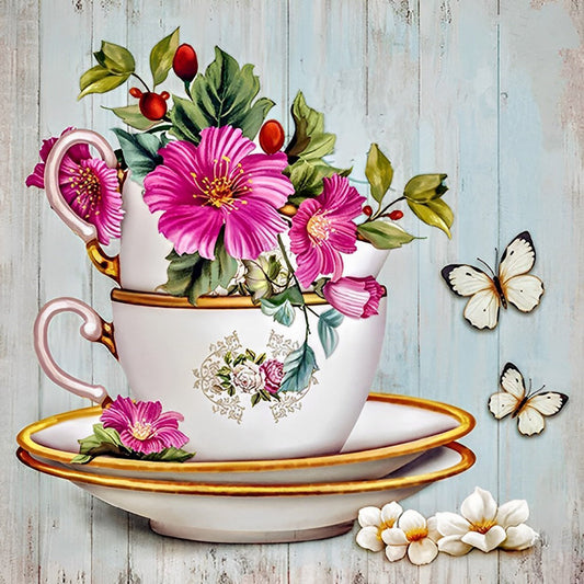 Fleurs en tasse, peinture diamant