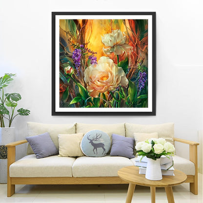 White Peonies and Wisteria Diamond Painting