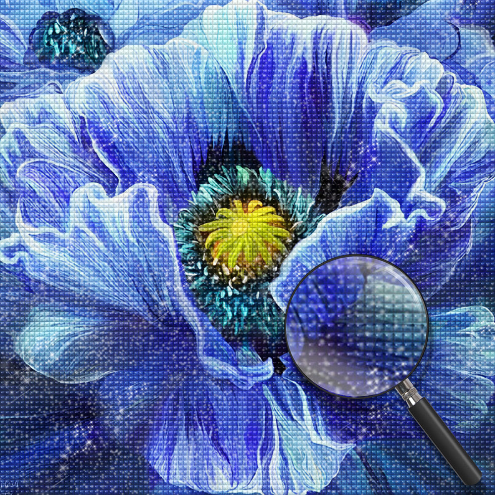 Blaue Mohnblumen Diamond Painting