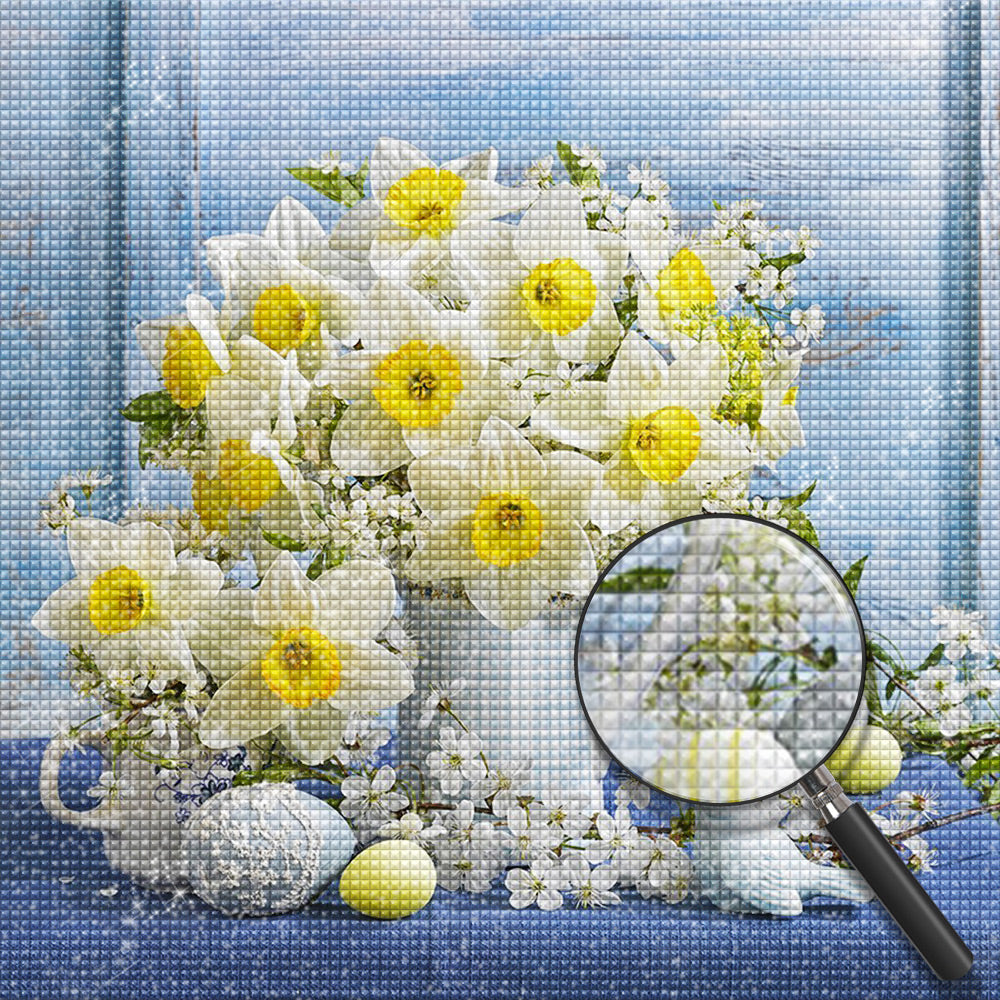 Peinture diamant jonquilles et œufs de Pâques