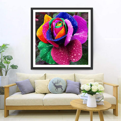 Regenbogen-Rose Diamond Painting