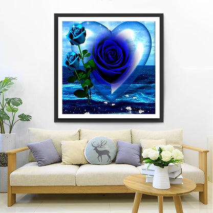 Blaue Rosen und Herz Diamond Painting