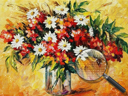 Bouquet of flowers and orange background Diamond Painting