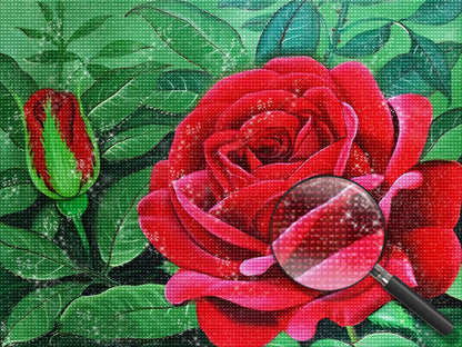 Rote Rosen und gr¨¹ne Bl?tter Diamond Painting