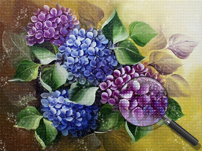 Blue and purple hydrangea diamond painting