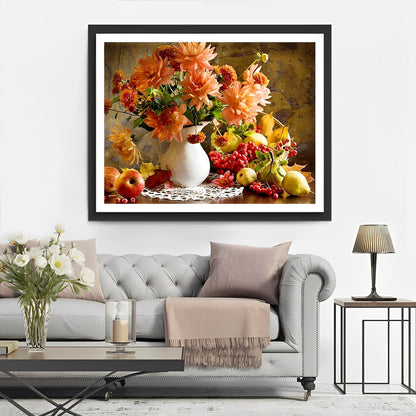 Orange Blumenstrau? im Herbst Diamond Painting