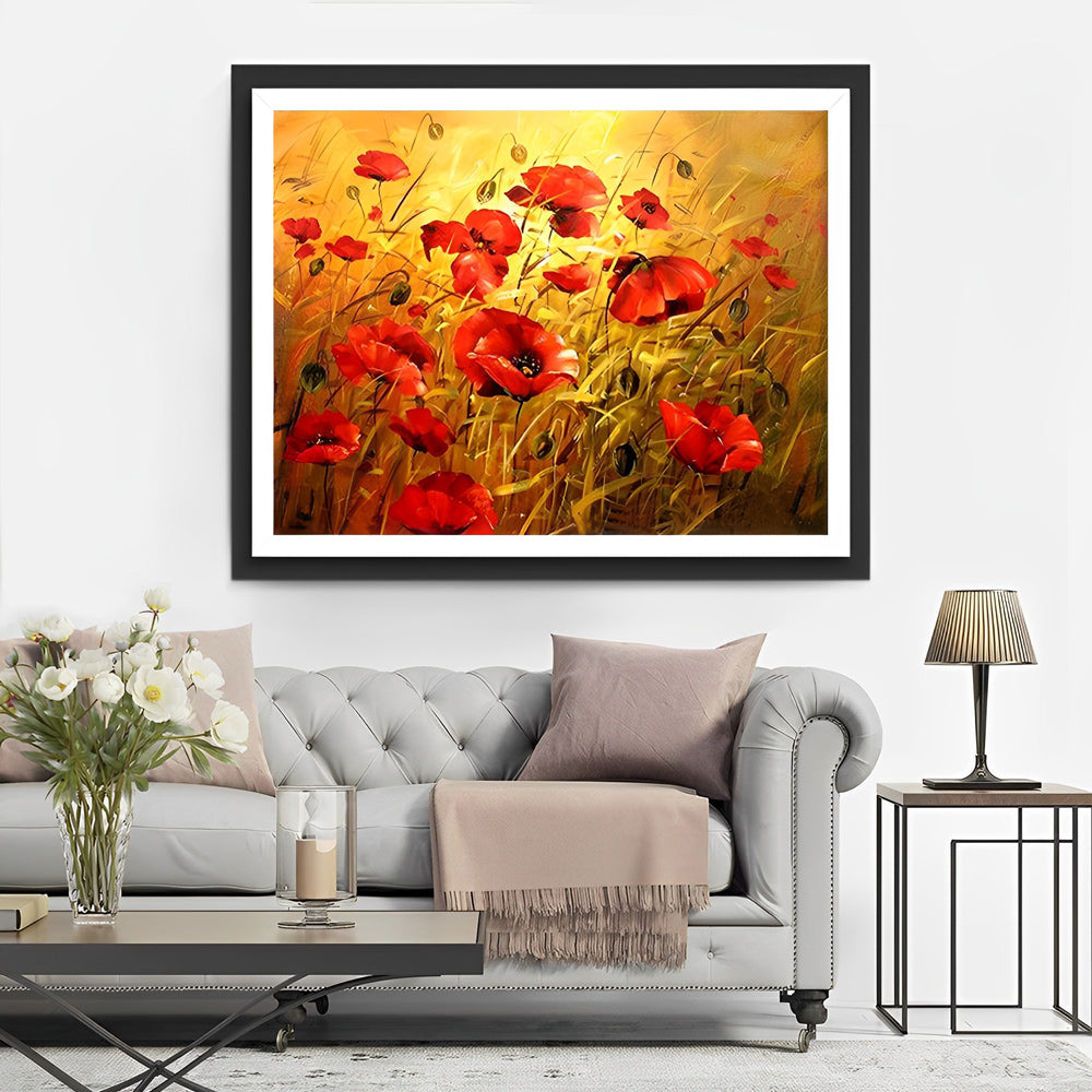 Peinture au diamant de coquelicots rouges