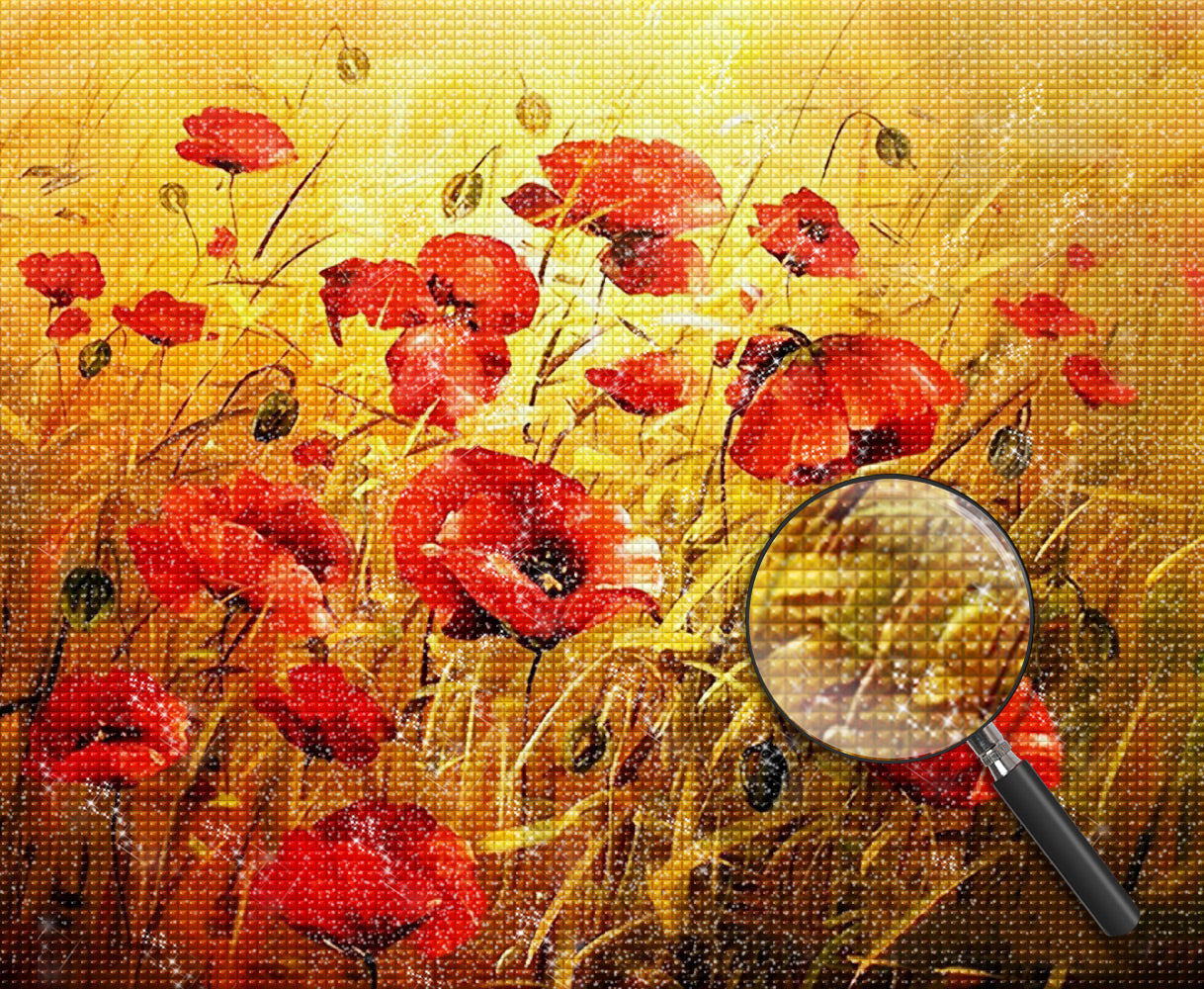 Peinture au diamant de coquelicots rouges