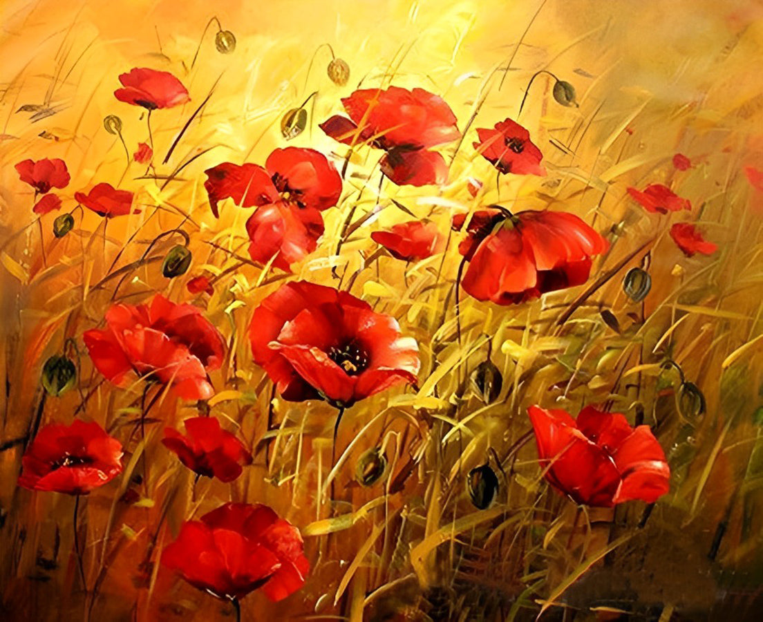 Peinture au diamant de coquelicots rouges