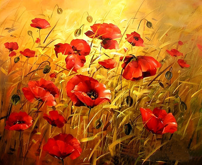 Peinture au diamant de coquelicots rouges