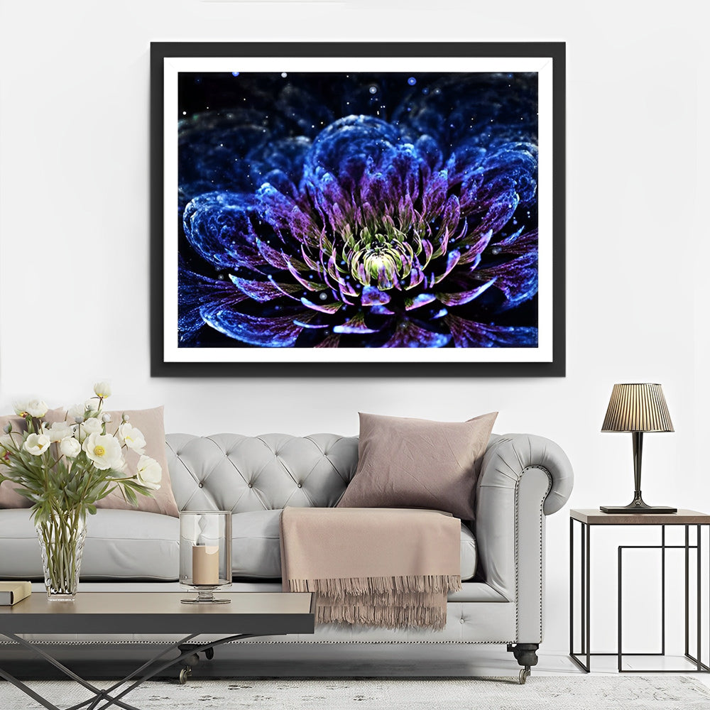 Glowing Blue Chrysanthemum Diamond Painting