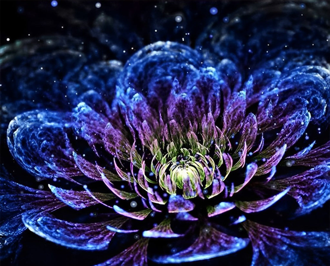 Glowing Blue Chrysanthemum Diamond Painting