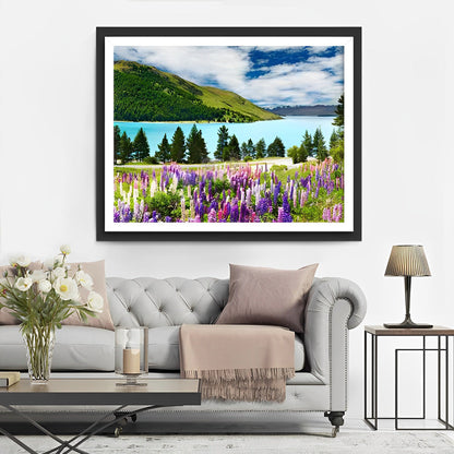 Blumen See Hochgebirge Diamond Painting