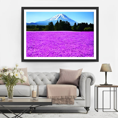 Fuji and purple flower field diamond painting