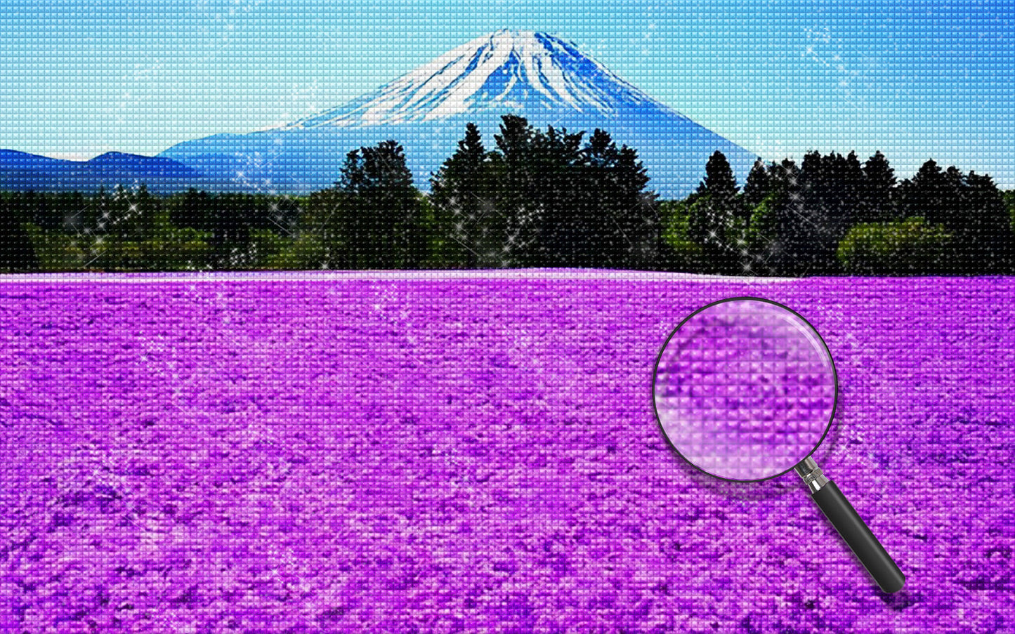 Fuji and purple flower field diamond painting