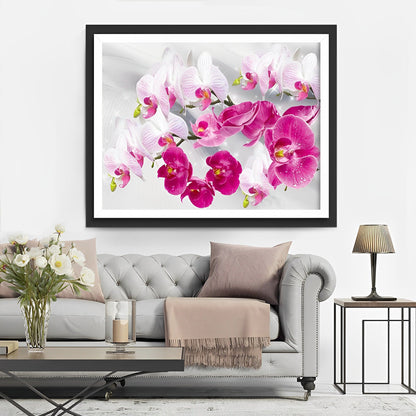 Red and pink orchids diamond painting