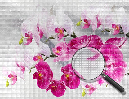 Peinture diamant orchidées rouges et roses