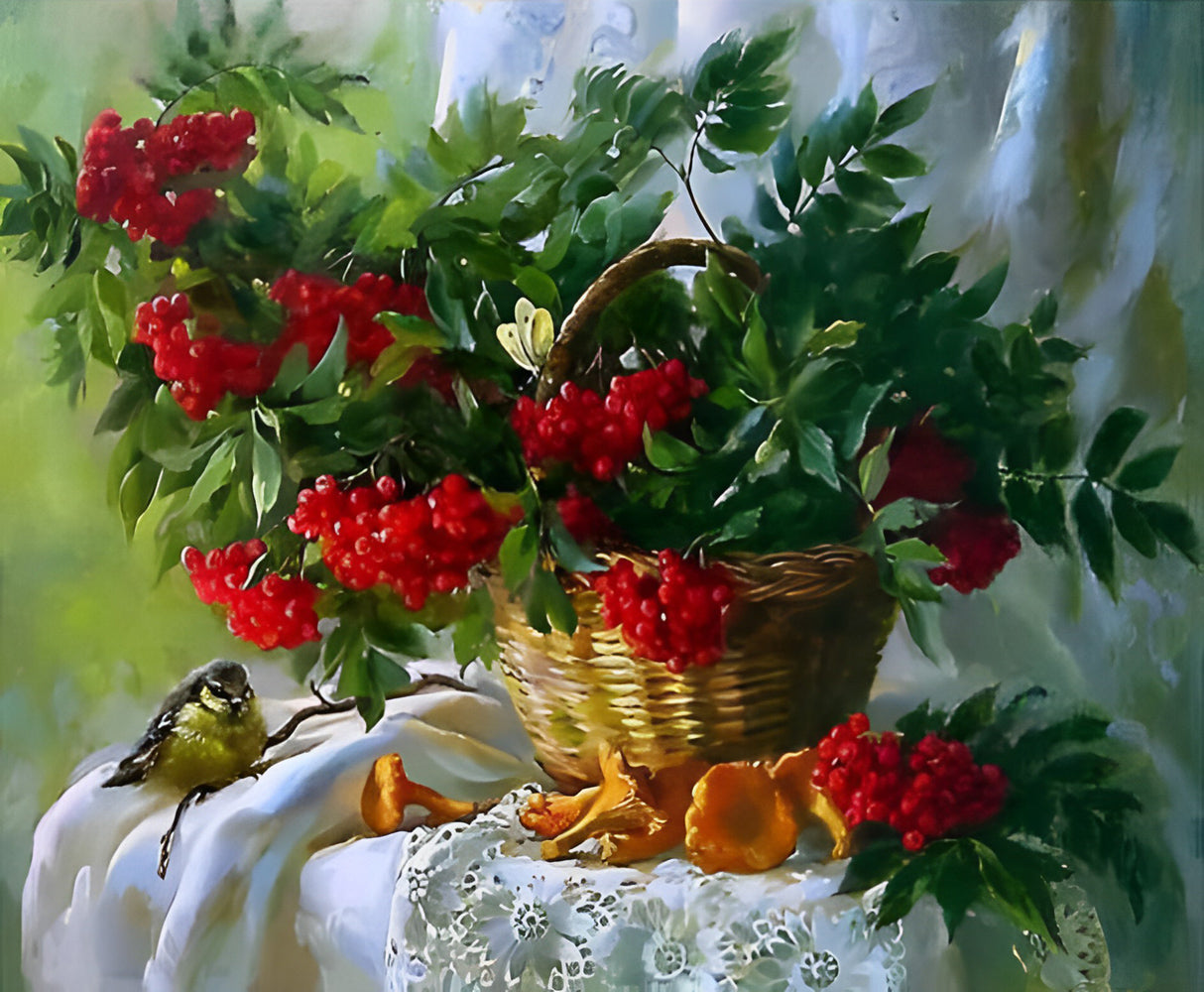 A basket full of berries diamond painting