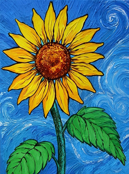 Sunflower and blue background diamond painting