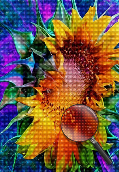 Sonnenblume in lila Fantasiewelt Diamond Painting