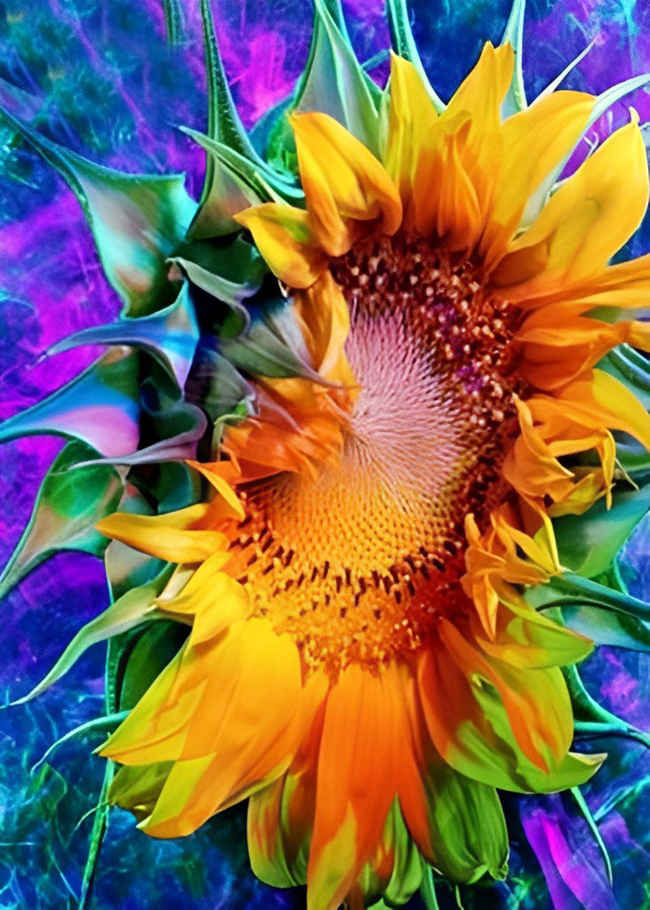 Sonnenblume in lila Fantasiewelt Diamond Painting