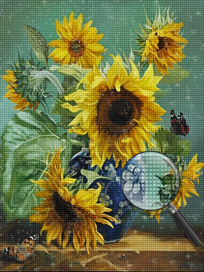 Sunflowers in the blue vase Diamond Painting