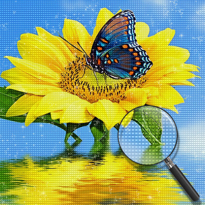 Sonnenblume Schmetterling Wasser Diamond Painting