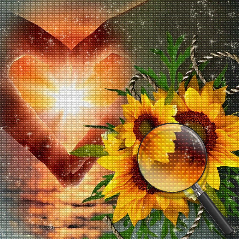 Herz und Sonnenblumen Diamond Painting