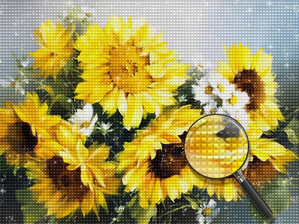 Sonnenblumen und G?nsebl¨¹mchen Diamond Painting