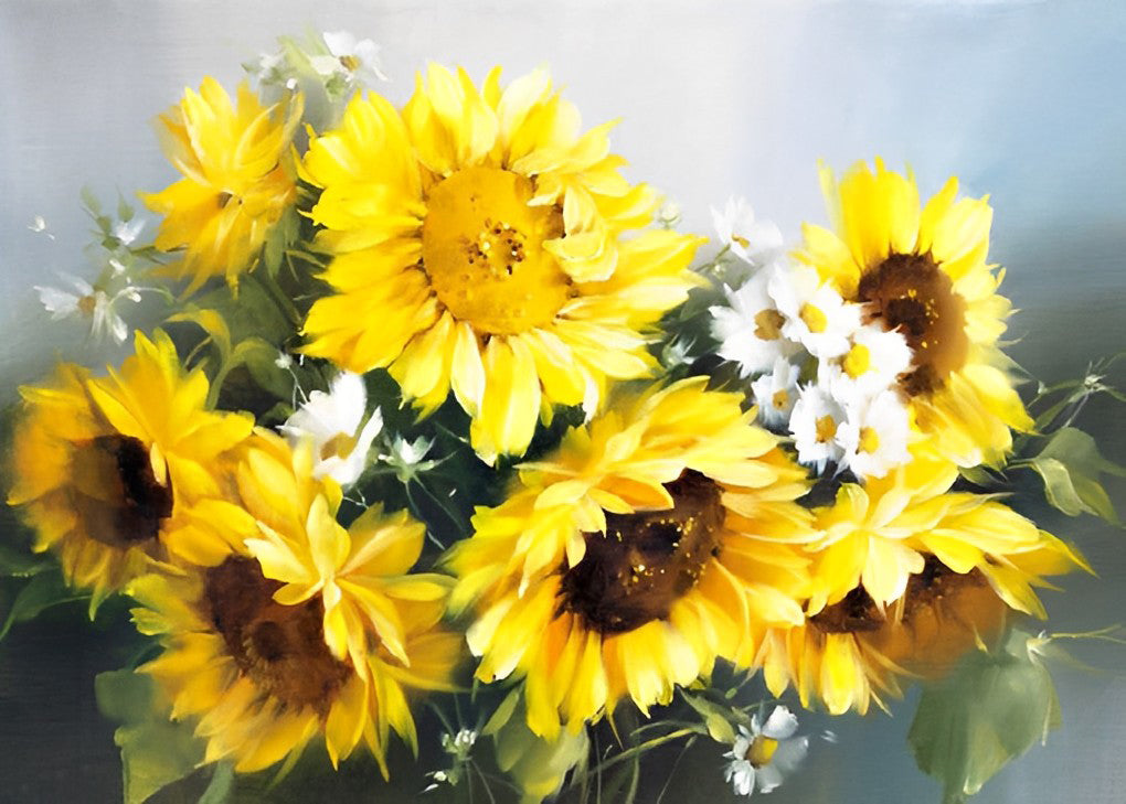 Peinture diamant tournesols et marguerites