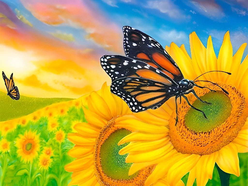 Sunflowers and Butterflies Diamond Painting